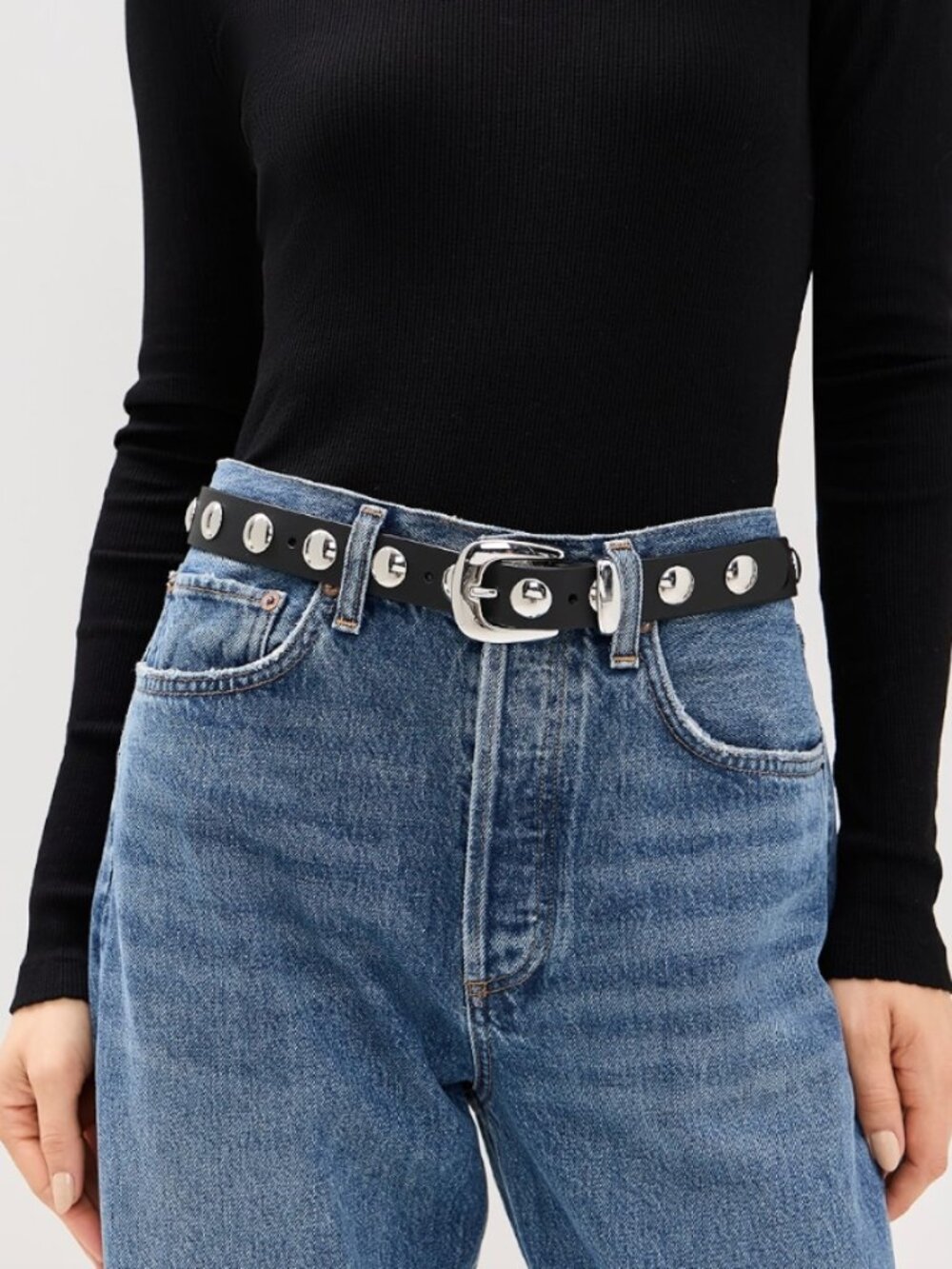 Madewell Western Black Leather Studded Belt